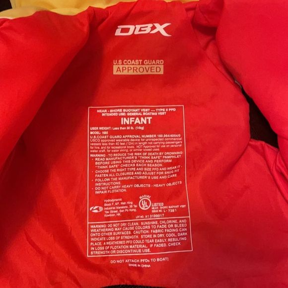 DBX INFANT type 2 PFD (LIFE VEST). Less than 30 lbs. - Picture 3 of 3